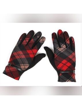 Touchscreen Gloves - Plaid - Red